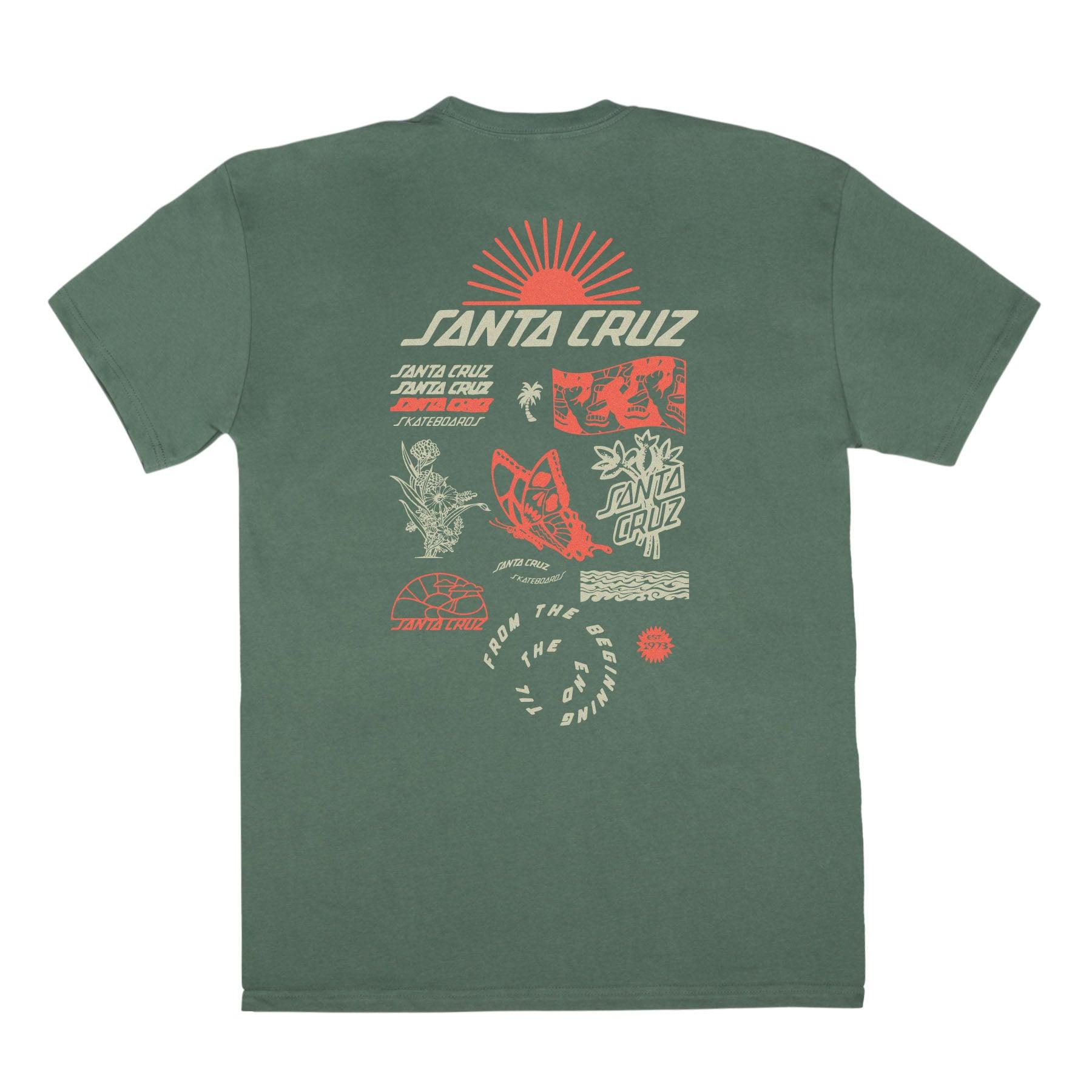 SANTA CRUZ Rise and Shine Tee Military Green Tri Impact Skate