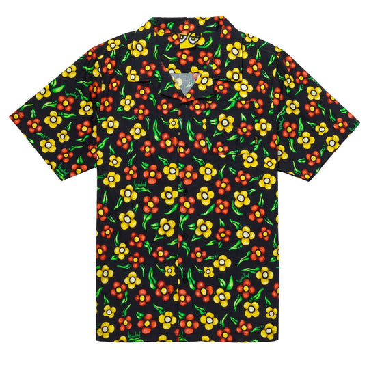 KROOKED Aloha Flower Button Down Shirt Black