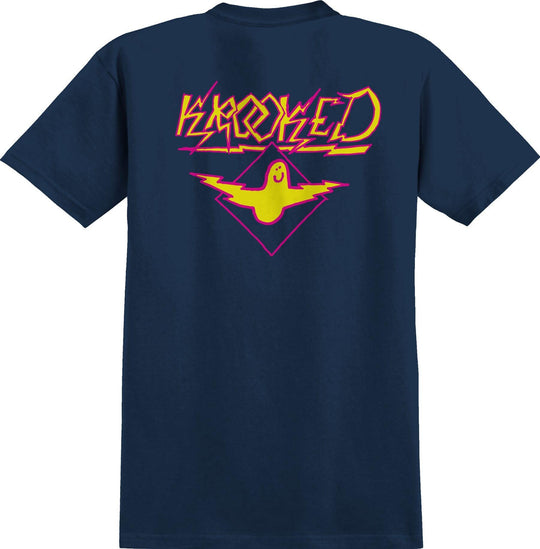 KROOKED Bird Lightening Tee Navy/Yellow/Magenta