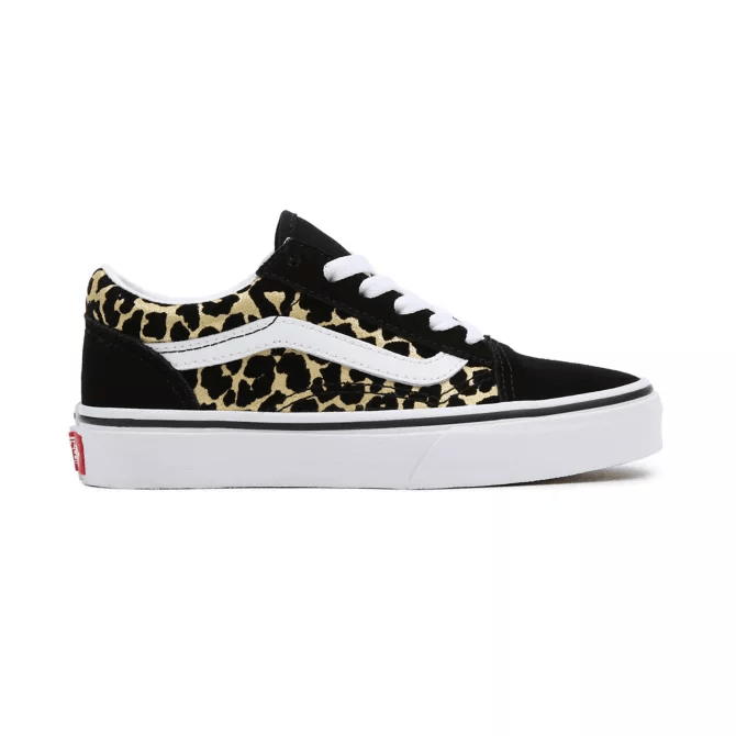 VANS Kid's Old Skool (Flocked Leopard) Black/True White - Impact Skate