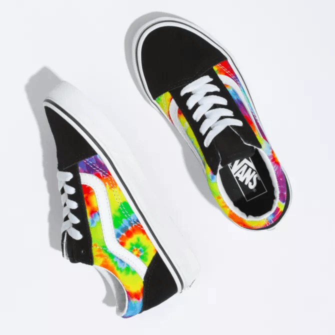 VANS Kid's Old Skool (Spiral Tie Dye) Multi/True White - Impact Skate